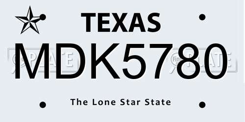 MDK5780 Texas License Plate