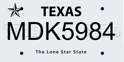 MDK5984 Texas License Plate