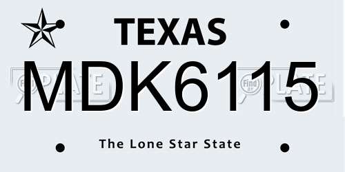 MDK6115 Texas License Plate