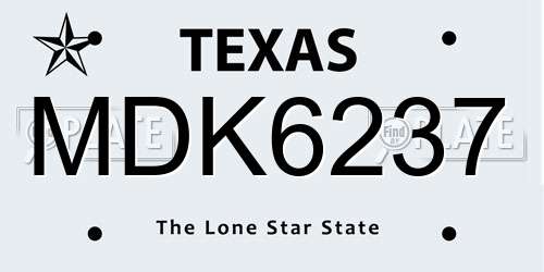 MDK6237 Texas License Plate