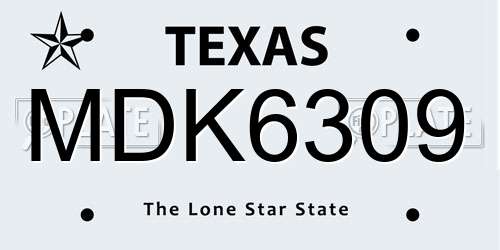 MDK6309 Texas License Plate