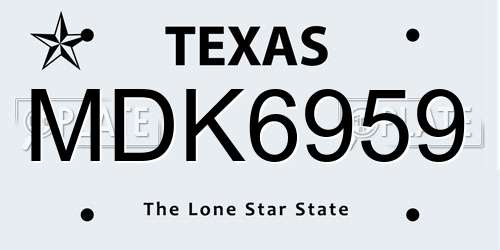 MDK6959 Texas License Plate