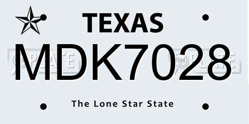 MDK7028 Texas License Plate