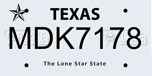 MDK7178 Texas License Plate