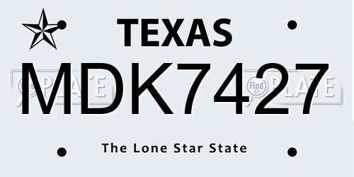 MDK7427 Texas License Plate