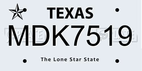MDK7519 Texas License Plate