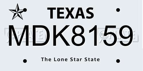 MDK8159 Texas License Plate