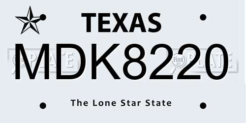 MDK8220 Texas License Plate