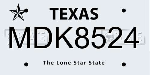 MDK8524 Texas License Plate