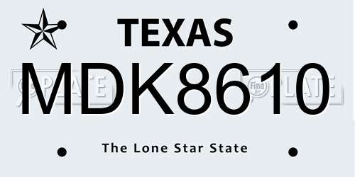 MDK8610 Texas License Plate