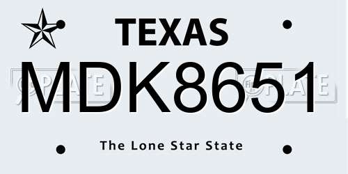 MDK8651 Texas License Plate