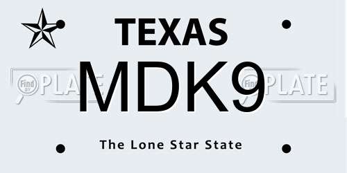 MDK9 Texas License Plate