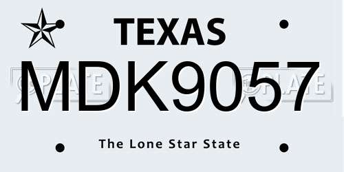 MDK9057 Texas License Plate
