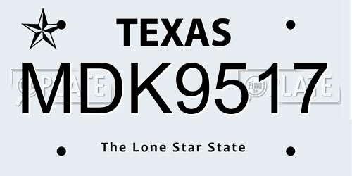 MDK9517 Texas License Plate