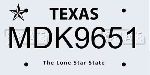 MDK9651 Texas License Plate