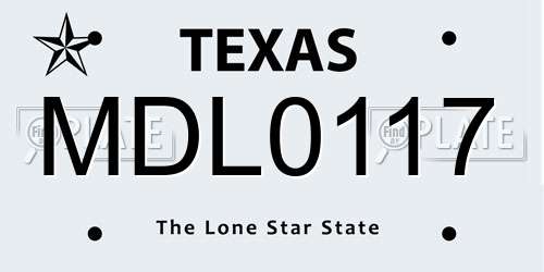 MDL0117 Texas License Plate