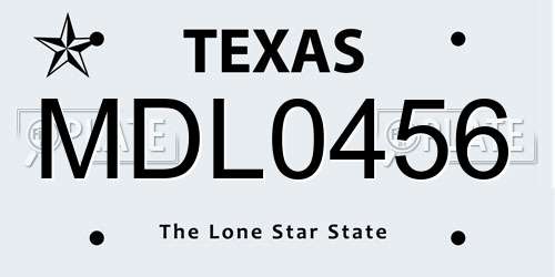 MDL0456 Texas License Plate