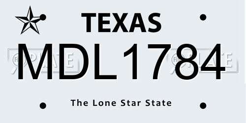 MDL1784 Texas License Plate