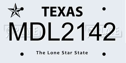 MDL2142 Texas License Plate