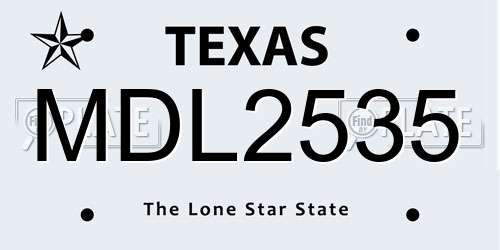 MDL2535 Texas License Plate
