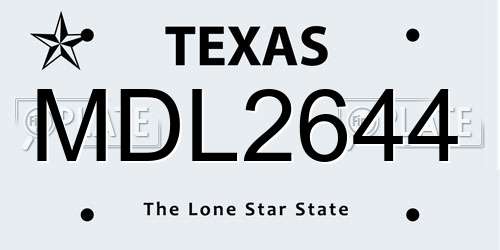 MDL2644 Texas License Plate