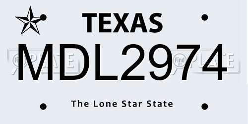 MDL2974 Texas License Plate