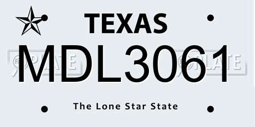 MDL3061 Texas License Plate