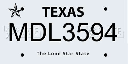 MDL3594 Texas License Plate