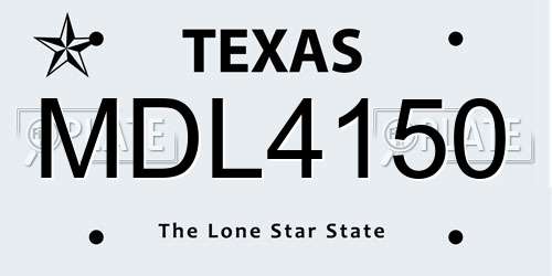 MDL4150 Texas License Plate