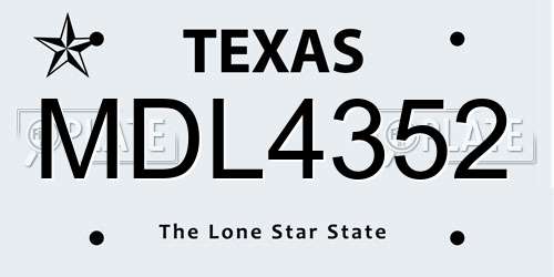 MDL4352 Texas License Plate