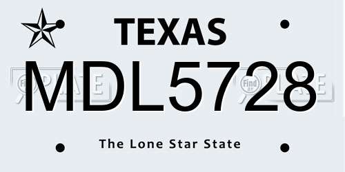 MDL5728 Texas License Plate
