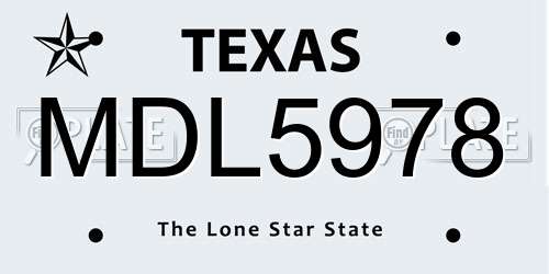 MDL5978 Texas License Plate