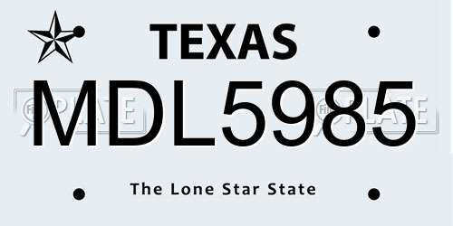 MDL5985 Texas License Plate