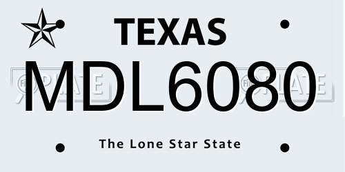 MDL6080 Texas License Plate
