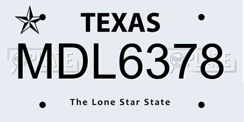 MDL6378 Texas License Plate