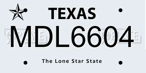 MDL6604 Texas License Plate
