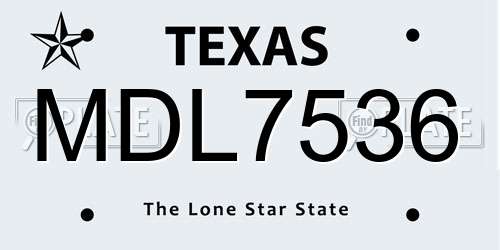MDL7536 Texas License Plate