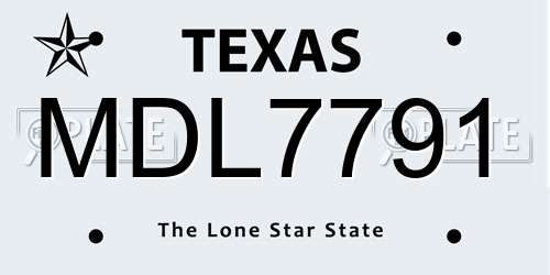 MDL7791 Texas License Plate