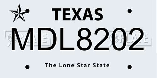MDL8202 Texas License Plate