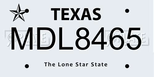 MDL8465 Texas License Plate