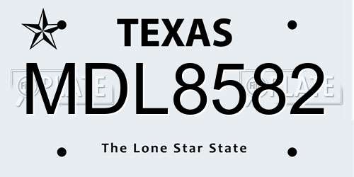 MDL8582 Texas License Plate