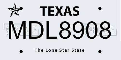 MDL8908 Texas License Plate