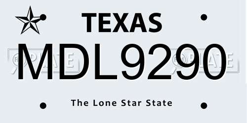 MDL9290 Texas License Plate