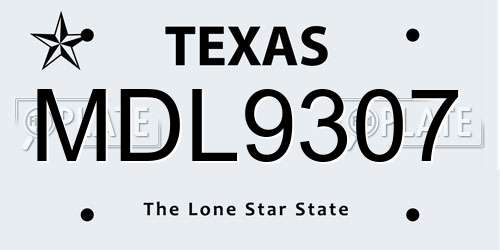 MDL9307 Texas License Plate