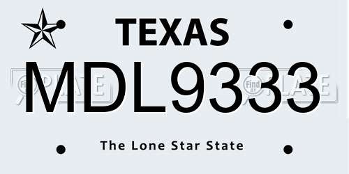 MDL9333 Texas License Plate