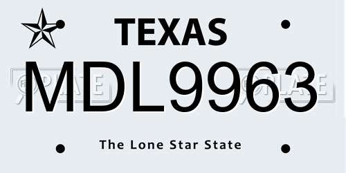 MDL9963 Texas License Plate