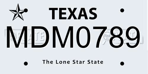 MDM0789 Texas License Plate