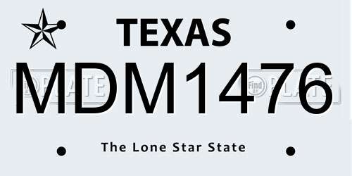 MDM1476 Texas License Plate