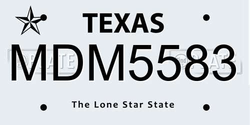 MDM5583 Texas License Plate