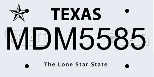MDM5585 Texas License Plate